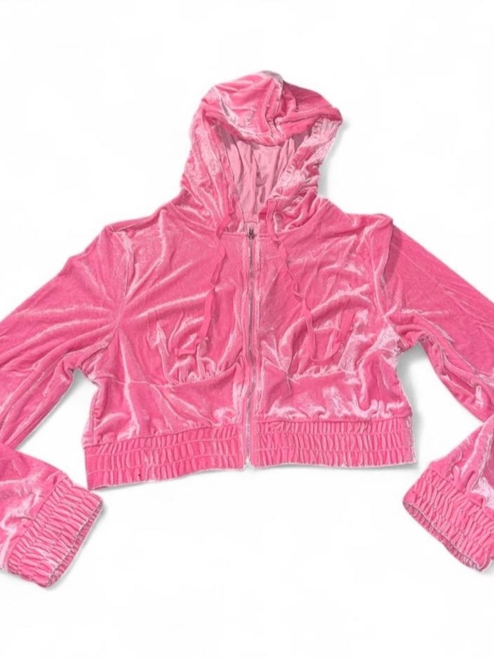 Y2K Pink Velour Zip-Up Hoodie NWT